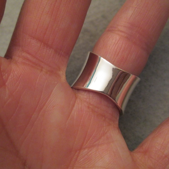Sterling Silver Concave WIDE Cigar Band Ring,wide band,925 ring,wedding band - Picture 5 of 9